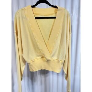 Free People Going For Gold V-neck Long Sleeve Sweater Size Large